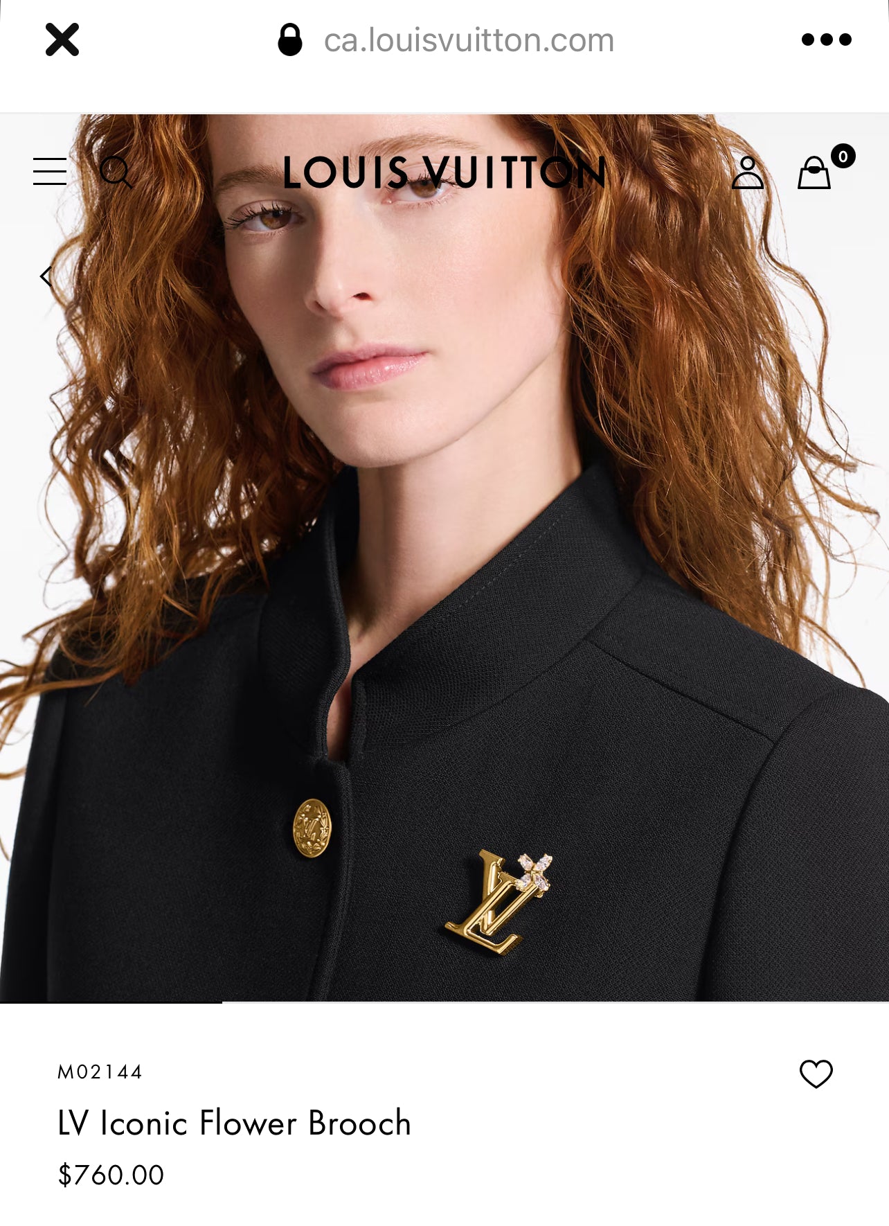 Gold LV Floral Brooch