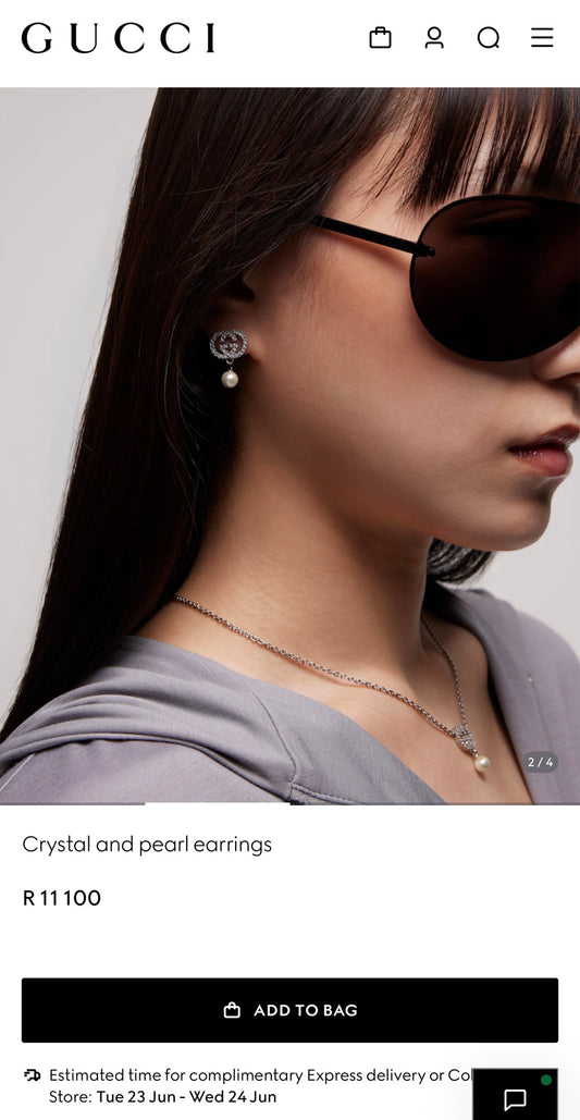 NEW GG Crystal & Pearl Earrings
