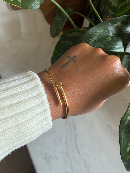 Gold Nail Bracelet Thin Band