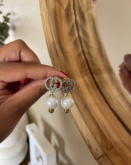 GG Round Pearl Drops with Stones (Pre Order)