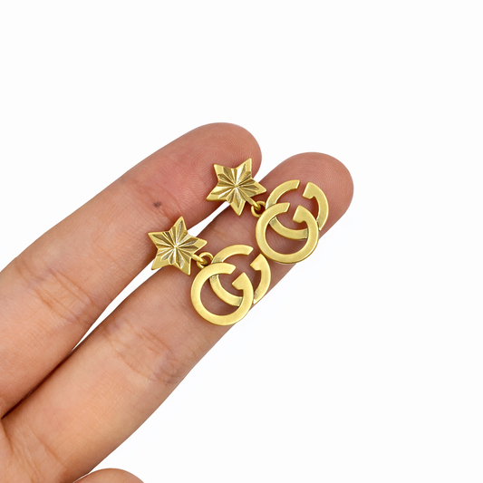Star Emblem Drop Earrings