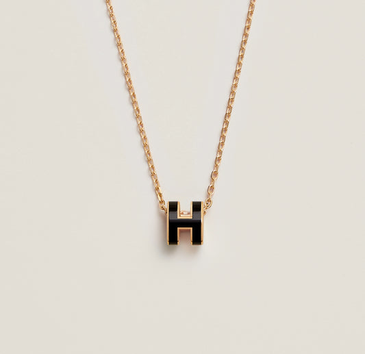 H Necklace Black