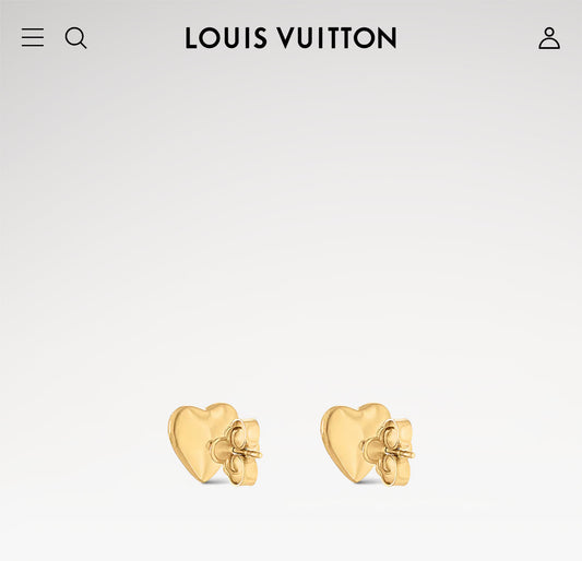 NEW LV Gold Heart Studs