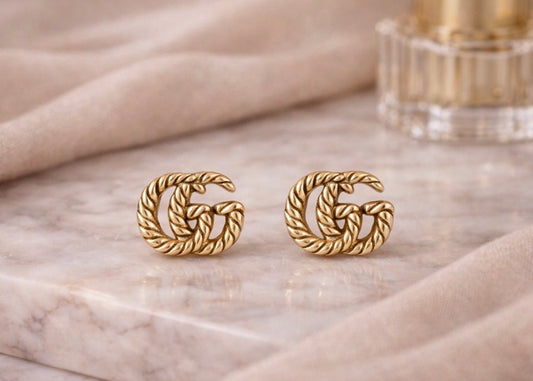 Gold GG Rope Stud Earrings