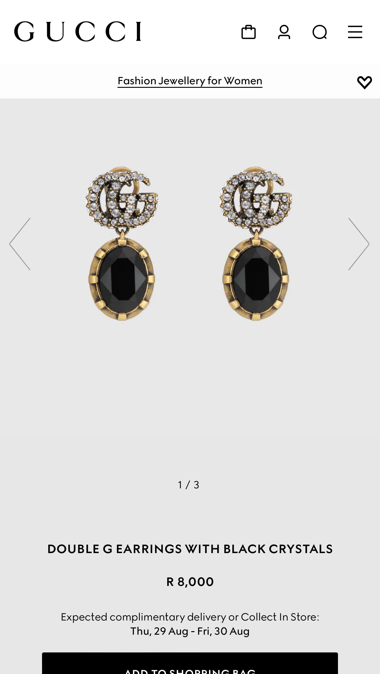 GG Earrings with Onyx Almond