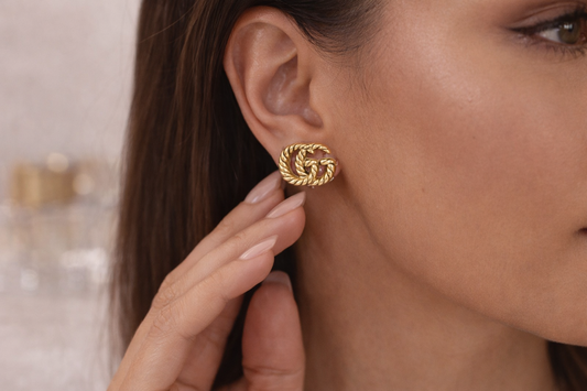 Gold GG Rope Stud Earrings