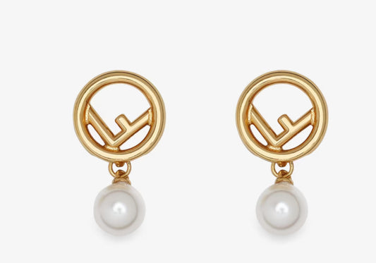 F Dangly Pearl Earrings