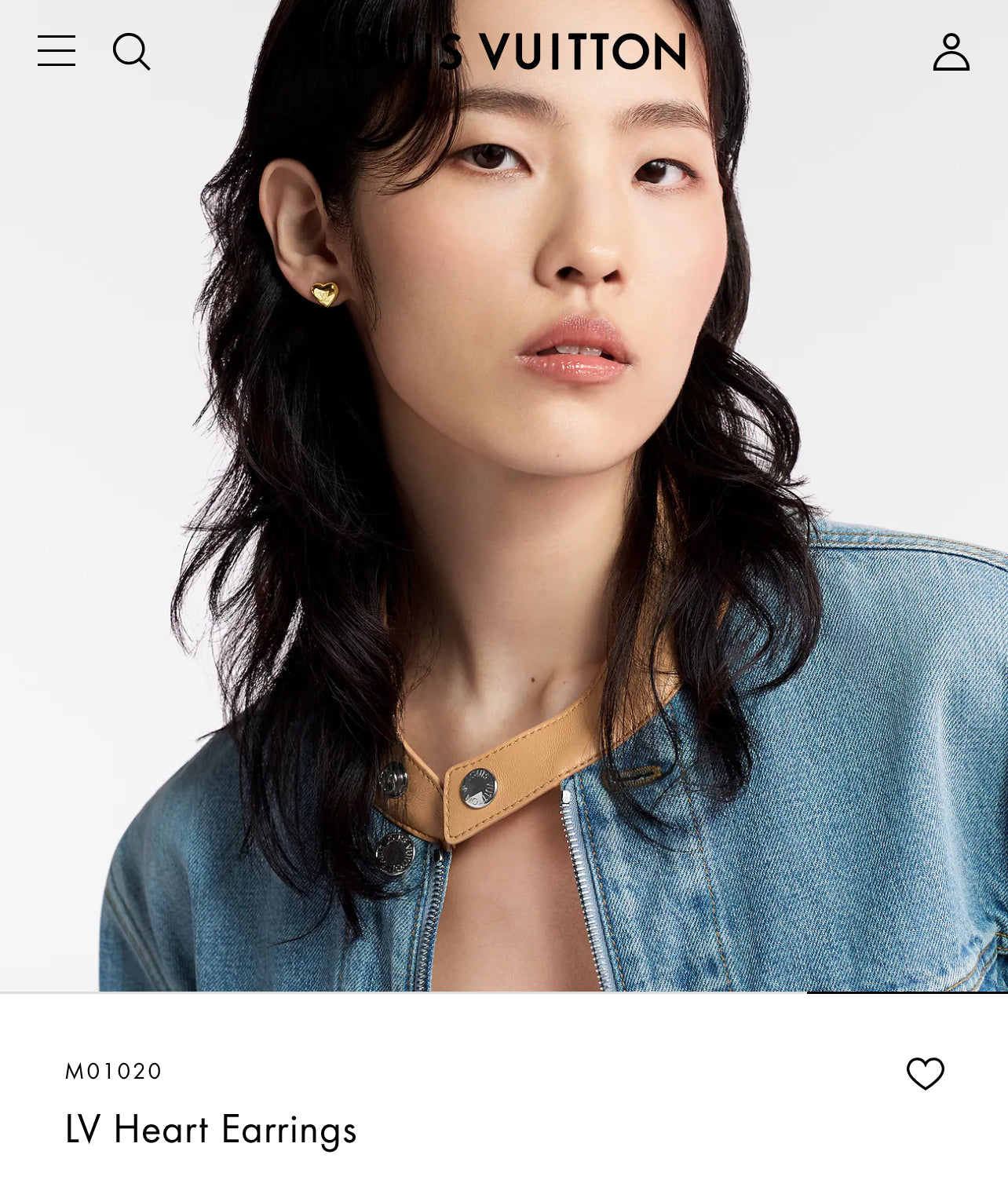 NEW LV Gold Heart Studs