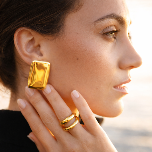 Sculpted Gold Statement Studs