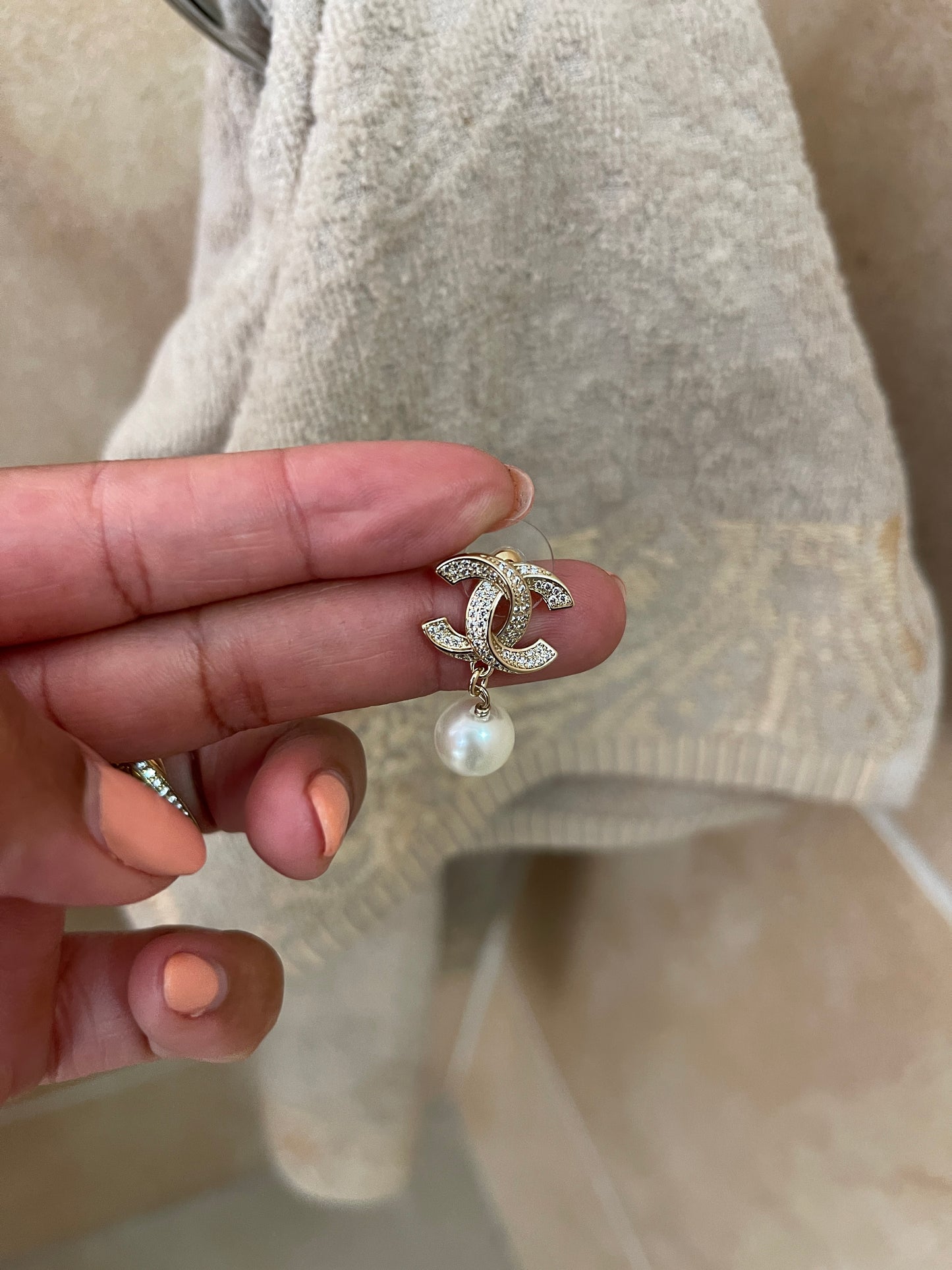 CC Dangly Pearl Earrings