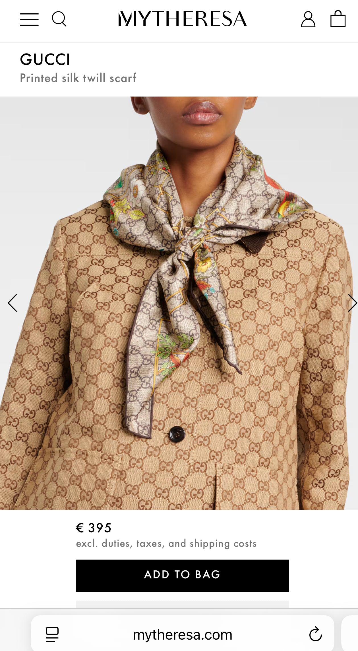 GG Silk Twill Scarf (Pre Order)