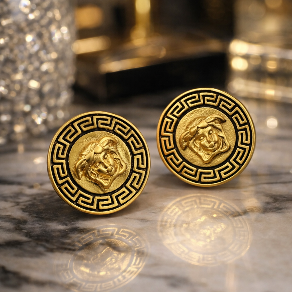 Medusa Gold Stud Earrings