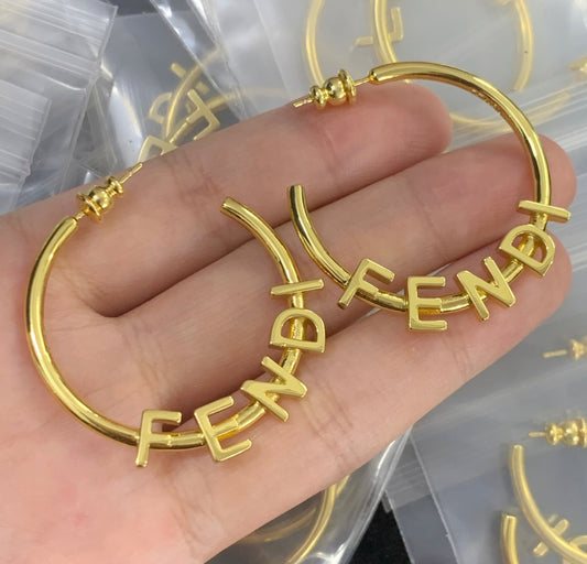 F Gold Hoops 4CM