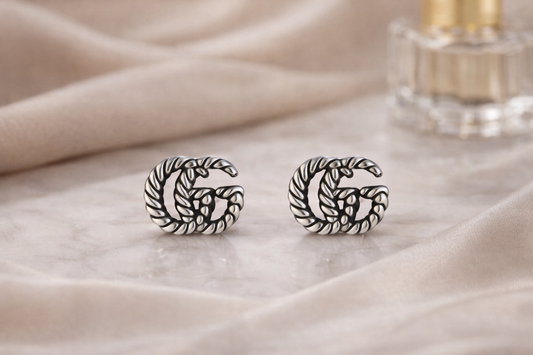 Silver GG Rope Stud Earrings