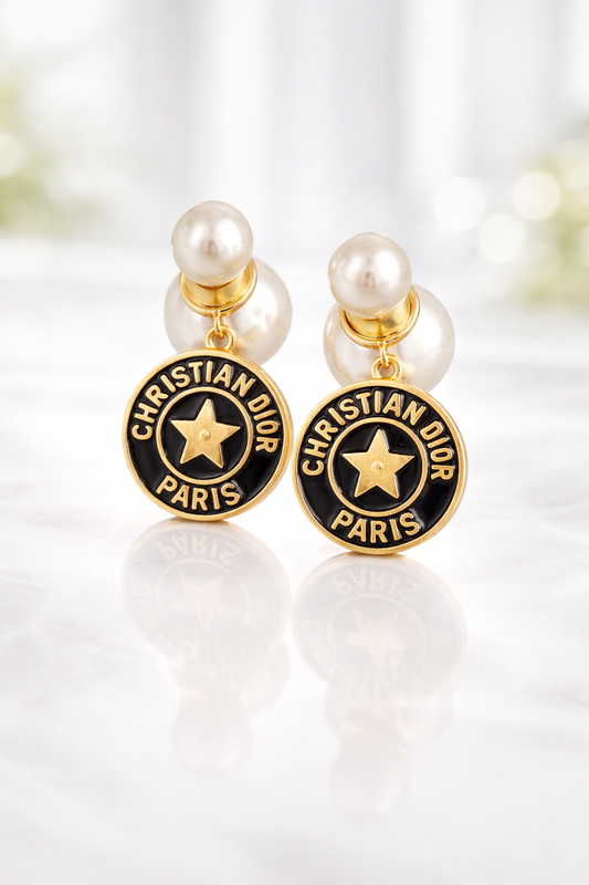Pearl Medallion Statement Earrings