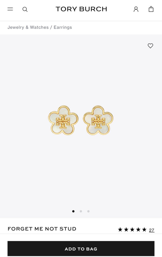 Tory Burch White Button Stud Earrings