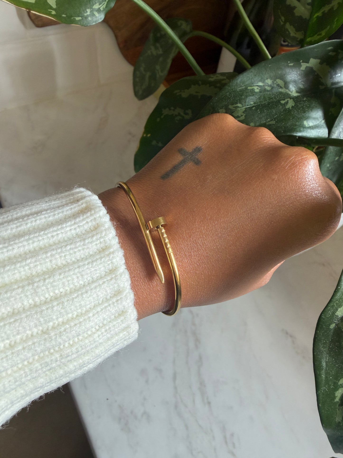 Gold Nail Bracelet Thin Band (Pre Order)