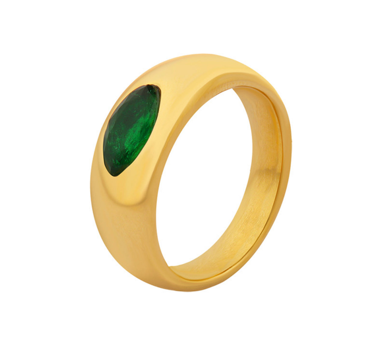 Single Gold Ring EmeraldZirconia